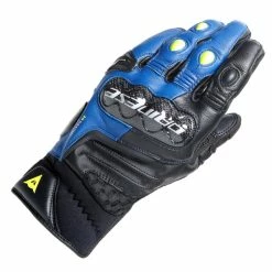 Deals 👏 Dainese Carbon 4 Short Leather Gloves Black/Blue/Fluo 🥰
