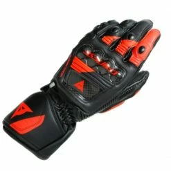 Hot Sale 🌟 Dainese Druid 3 Leather Gloves Black/Red Fluo 👏
