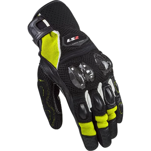 New ๐ LS2 Spark 2 Air Short Leather Gloves Black/Yellow Fluo ๐งจ