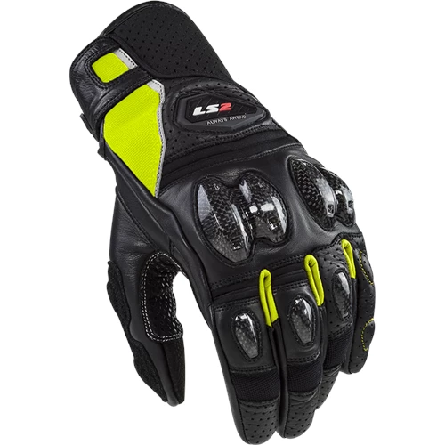Best Sale 💯 LS2 Spark 2 Short Leather Gloves Black/Yellow Fluo 😀