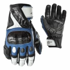 Best Pirce ✔️ RST Stunt III Leather Short Gloves Black/Blue ✔️