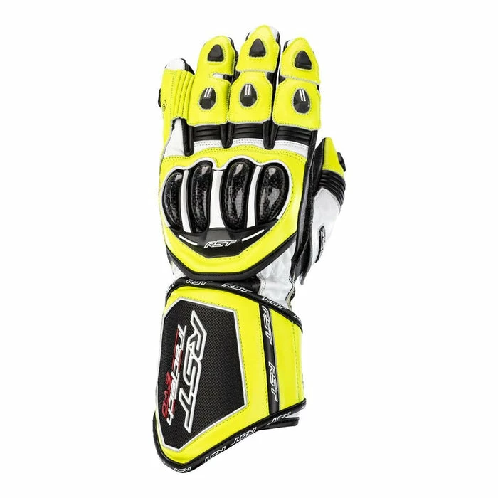 Cheap 😍 RST TracTech Evo 4 Leather Gloves Black/Yellow Fluo 👍