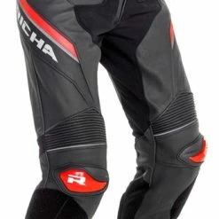 Best Sale 🧨 Richa Viper 2 Street Leather Motorcycle Trousers Black/Red 🎉